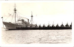 USS Holland with 12 Submarines Ship WWII RPPC Postcard - Picture 1 of 2