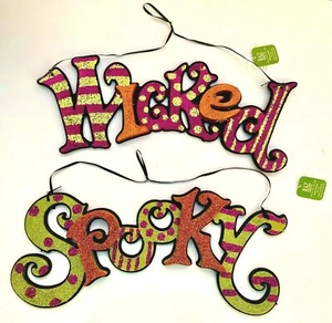 Raz Halloween Spooky Wicked Hanging Wall Sign Wreath Decor Door Arrangement Craf - Picture 1 of 6