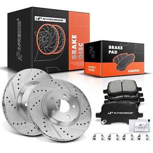 Drilled Rotors & Ceramic Brake Pads Front for Chevrolet Malibu 2004-2012 296mm