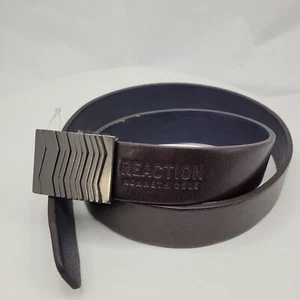 Kenneth Cole Reaction Men's Metal Buckle Slide Belt Dark Brown Length 42 inches - Picture 1 of 7