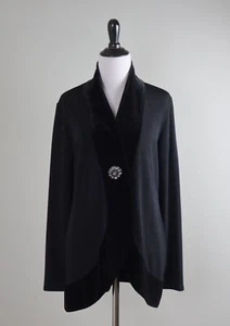 CHICO'S Travelers $119 Stretch Velvet Crystal Jacket Top Size 0 US 4 / 6 Small - Picture 1 of 6