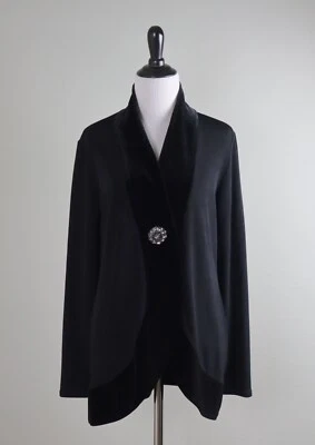 CHICO'S Travelers $119 Stretch Velvet Crystal Jacket Top Size 0 US 4 / 6 Small - Image 1 of 4