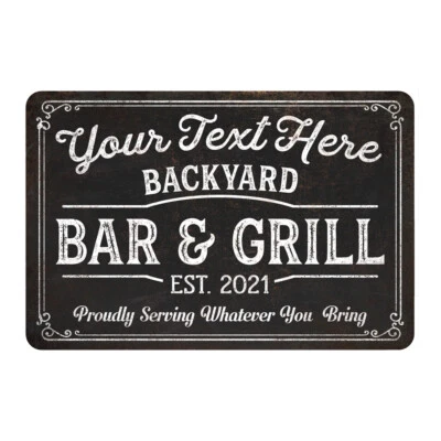 Personalized Backyard Bar and Grill Sign Patio Decor Porch Deck Pub 108120072001 - Image 1 of 4
