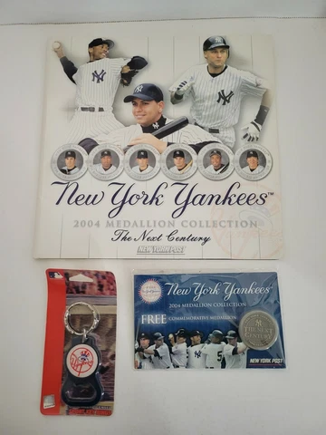 2004 New York Yankees Medallion Collection Complete Set From NY Post + Keychain Cover