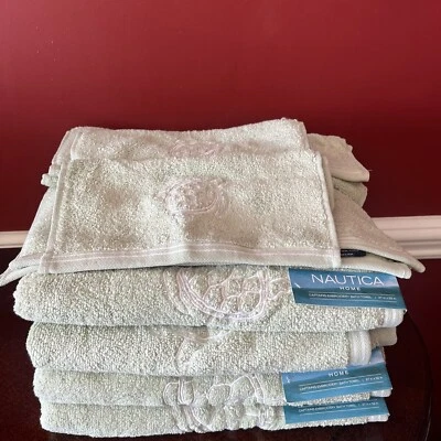 Juego de toallas de playa Nautica 8 piezas espuma de mar verde 100 % algodón Capitanes tortuga marina-nuevo con etiquetas Foto 1 de 4