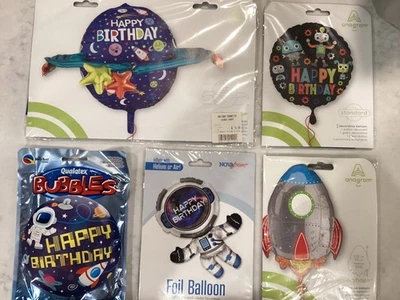 Robot Astronauta Niño Temática Espacial Feliz Cumpleaños Fiesta - Globo de Lámina de Aire de Helio Foto 1 de 4