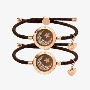 Moon&Star Touch Bracelets with Milan Rope (Brown+Brown) - Picture 1 of 9
