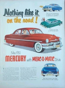 1951 vintage Mercury Ford Motor Company Vehicle Red Car Illustration - Picture 1 of 1