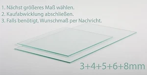 Glasplatte Glasscheibe 3 4 5 6 8 mm Klarglas Glas nach Maß Zuschnitt auf Wunsch - Bild 1 von 3
