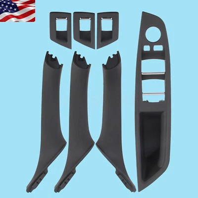 Inner Door Panel Handle Pull Trim Black Cover For BMW 520i 520d 523i 525i 525d - Image 1 of 4