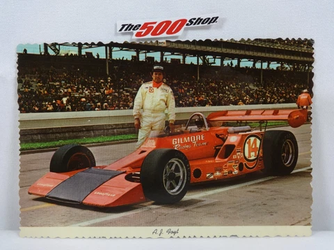 1973 A. J. Foyt Indianapolis 500 Gilmore Racing Postcard Out of Print Cover