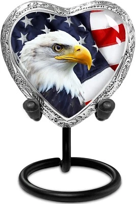 American Eagle Heart Keepsake Urn for Human Ashes – Small Memorial Urn