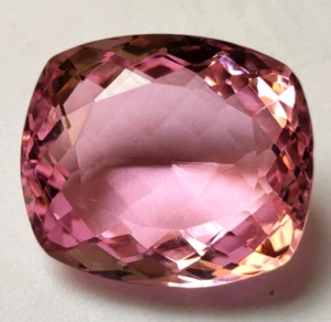 Large 77.40 Ct. Pink Kunzite Cushion Faceted Cut Loose Gemstone Gift for Women - Picture 1 of 7