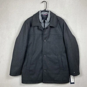 Tommy Hilfiger Wool Melton Walking Coat Puffer Lined Jacket Mens M Gray NWT $275 - Picture 1 of 12