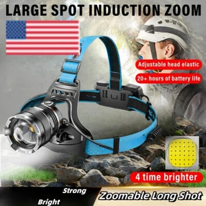 1500M Long Range Zoomable Headlight 500000LM Powerful LED Headlamp Hunt Torch - Picture 1 of 8