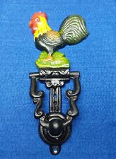 Vintage Cast Iron Farmhouse Style Painted Rooster Door Knocker