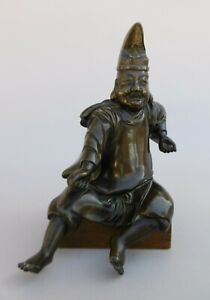 JAPON Statue japonaise en bronze 19ème divinité Hotei God Bouddhist Japan Asia