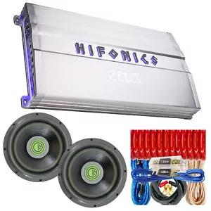 Hifonics Zeus ZG-3200.1D 3200W Class D Amp + 2x Subwoofers 12" 6000W + 0 Ga Kit - Picture 1 of 10
