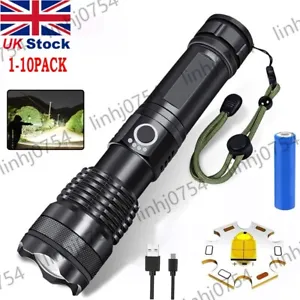 Powerful LED Flashlight Super Bright Torch 9900000LM Work Lamp USB Rechargeable - Picture 1 of 15
