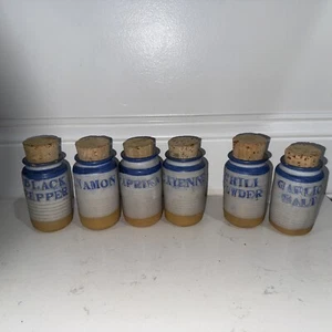 Set Of 6 Beautiful PotterySpice Jars - Picture 1 of 8