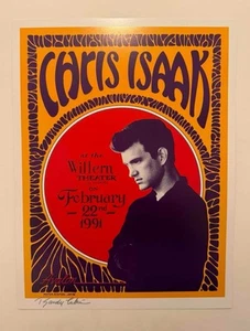 PÓSTER CONCIERTO DE ROCK CHRIS ISAAK RANDY TUTEN FIRMADO POR AVALON - Imagen 1 de 2