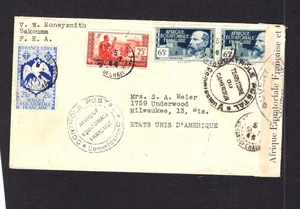 Francia África bonita franqueo censor cubierta a EE. UU. - Imagen 1 de 2