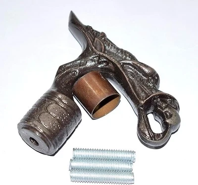 Bastão de caminhada antigo náutico latão alça personalizada esculpida à mão - Imagem 1 de 3