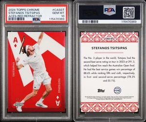 Ases de tenis cromados Topps 2024 Stefanos Tsitsipas/5 refractor rojo PSA 10 - Imagen 1 de 1