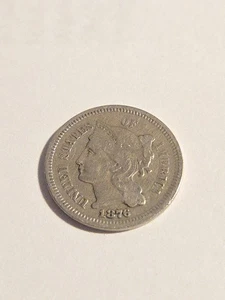 1876 Three Cent Nickel 3CN Coin - Lot BT738 - Picture 1 of 2