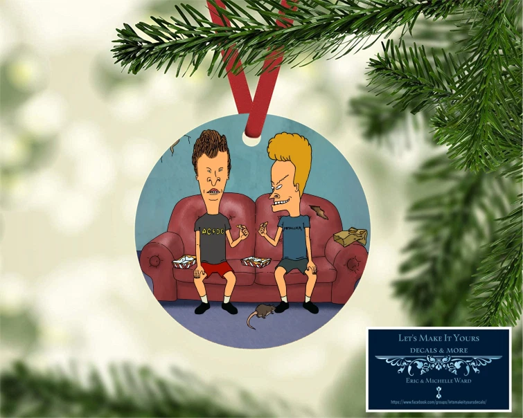 BEAVIS AND BUTTHEAD METAL ADORNO NAVIDAD ETIQUETA EQUIPAJE DECORACIÓN ETIQUETA REGALO d3 Foto 1 de 1