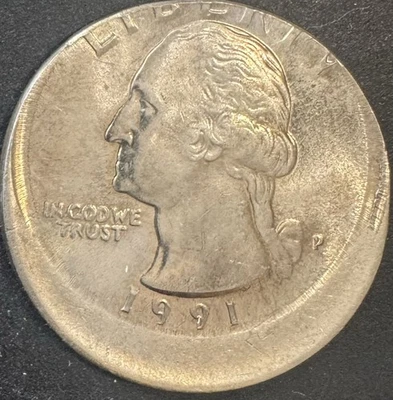 1991-P Washington Quarter Off-Center Strike ERROR - Image 1 of 2