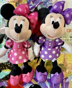 Disneyland Minnie Mouse Muñeco de Peluche Llavero Conjunto Nuevo Rosa Púrpura Tokio Japón Envío Gratis - Imagen 1 de 1