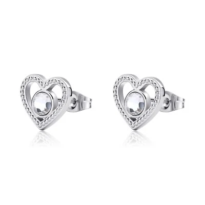 S'AGAPO LUCKY LIGHT ORECCHINI IN ACCIAIO A BOTTONE CUORE SKT47 (2916) - Immagine 1 di 4