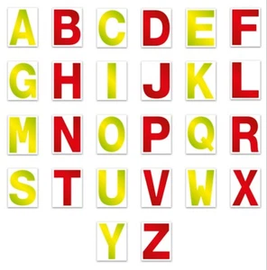 3 x Alphabet CAPITAL Letters HiViz Sticker Self Adhesive A-Z Red Yellow 3" UK - Picture 1 of 3