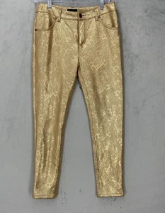 ERIC Reptile Snake print Jeans pants Metallic Gold Stretch 6 Streetwear Grunge - Picture 1 of 13