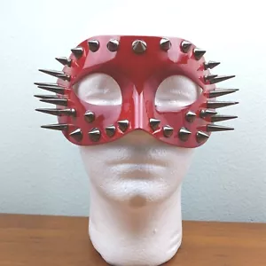 Men's Punk Aesthetic Spiked Halloween Costume Masquerade Eye Mask BDSM Red. I1 - Picture 1 of 7