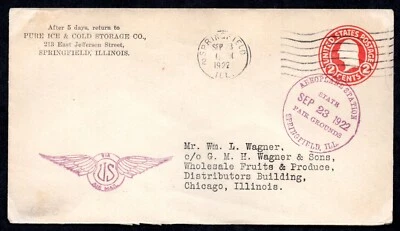 US 1922 EARLY AIRMAIL COVER WITH SEAL OF THE "AEROPLANE STATION" - Image 1 of 2