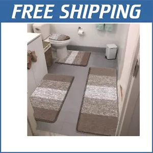 4-Piece Microfiber Bathroom Rug Set - Non-Slip, Soft, Stylish for Modern Homes - Picture 1 of 10