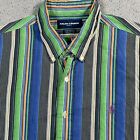 Ralph Lauren Golf Shirt Men's Xl Custom Fit Button Up Barcode Striped Cotton