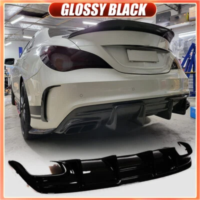 Difusor de parachoques trasero negro brillante para Mercedes Benz W117 C117 Sport y CLA45 AMG Foto 1 de 4