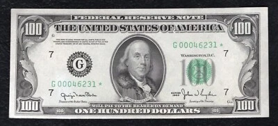 FR. 2157-G* 1950 $100 *STAR* FRN FEDERAL RESERVE NOTE CHICAGO, IL UNCIRCULATED - Image 1 of 2