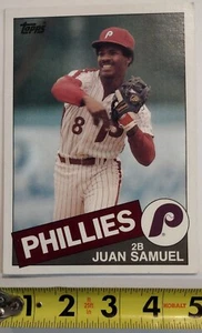 5" X 7" 1985 TOPPS Baseball MLB Card # 28 Juan Samuel Philadelphia PHILLIES - Picture 1 of 2