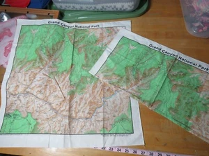 TWO The Printed Image Bandannas Grand Canyon National Park Topographical Map Vtg - Picture 1 of 6