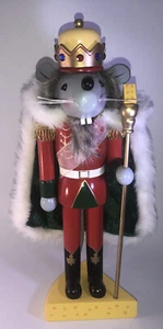 VERY RARE-CHRISTMAS HOME 14" WOODEN NUTCRACKER MOUSE KING CHRISTMAS DECORATION - Picture 1 of 12