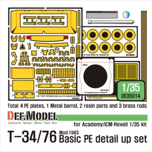 DEF.MODEL, DE35014, T-34/76 Mod.1943 Basic PE Detail Up Set (für 1/35 Acad, 1:35 - Bild 1 von 12
