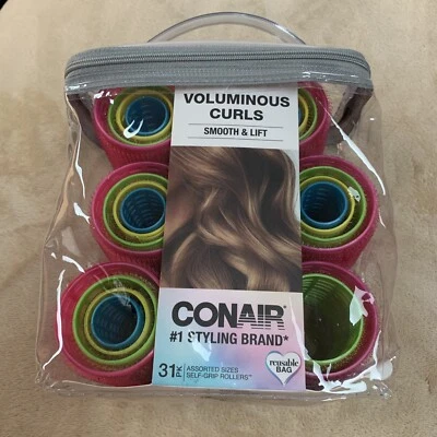 Rodillos de pelo conair autoagarrables rizos voluminosos autoagarrables, tamaños surtidos, culo... Foto 1 de 3