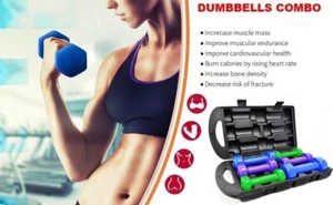Kemket Vinyl Coated 10 Kgs Dumbbell Set With Dumbbell Molded Carry Case - Picture 1 of 6