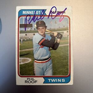 PHIL ROOF 1974 TOPPS AUTOGRAPHED SIGNED AUTO BASEBALL CARD