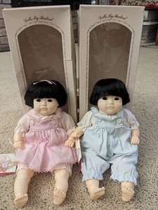 Lot of 2 Vintage Dolls by Pauline Bjonness-Jacobsen 1985 Asian Twins Boy & Girl - Picture 1 of 15