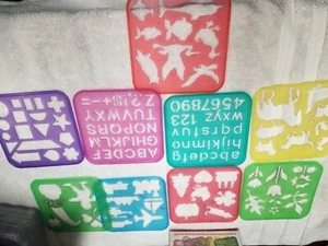 Vintage 1987 Tupperware Tuppertoys Stencil Art Set of 8 Stencils Alphabet Animal - Picture 1 of 14